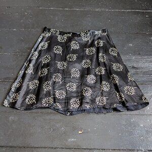 vintage 1990s satin exact change floral skater skirt (XS)